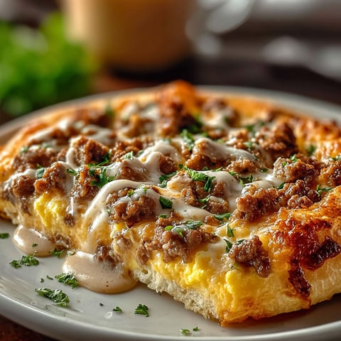 A slice of pizza with meat and cheese on a plate.