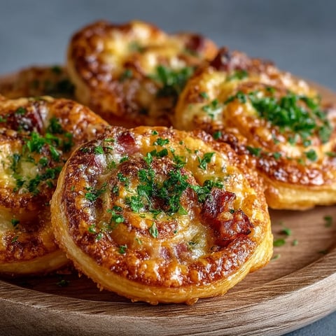 A plate of palmiers with cheese and bacon.
