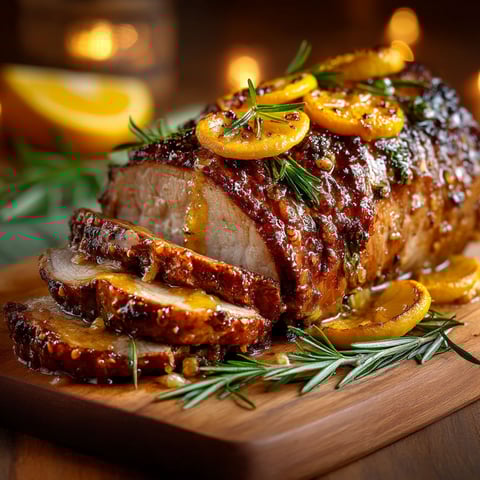 A roast with miel and clémentines.