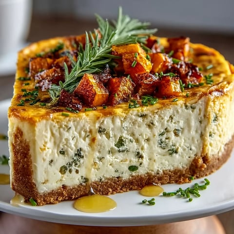 A slice of cheesecake with a garnish of herbs.