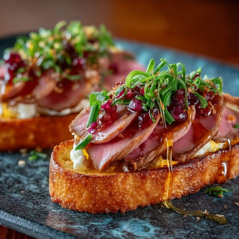 Toast with meat and vegetables.