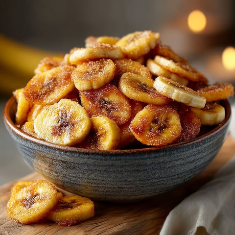 A bowl of banana chips with sugar and cinnamon.