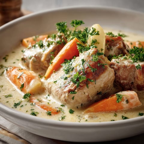 A bowl of meat and vegetables.