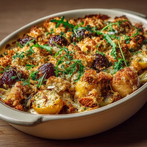 A bowl of food with a crumble de légumes anciens.