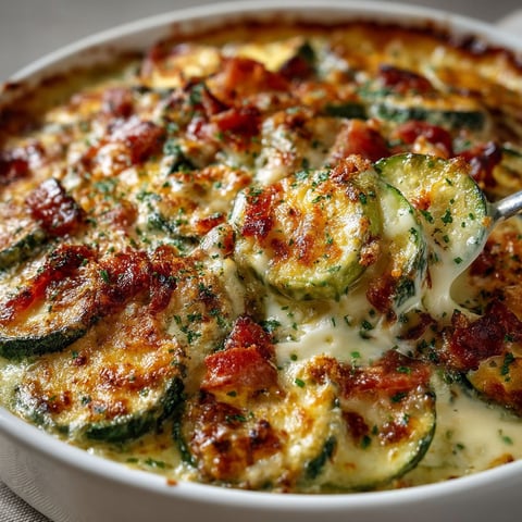 A dish of zucchini and bacon.