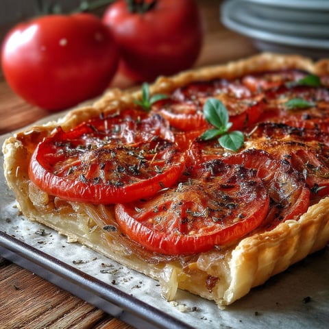 A Tarte Provençale aux Tomates is displayed on a table.