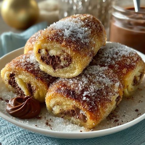 Rolls au Nutella on a plate.