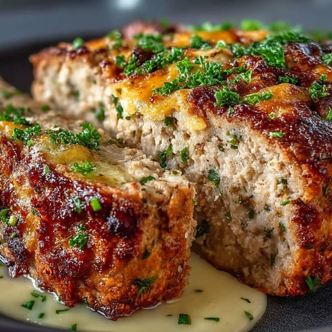A piece of meat with Parmesan cheese and herbs on top.