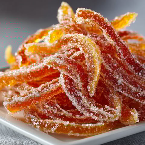 A plate of orange candied peels.