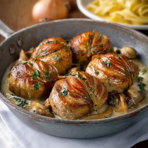 A dish of meat and mushrooms.