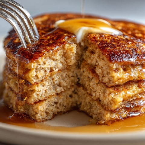 A stack of pancakes with syrup on top.