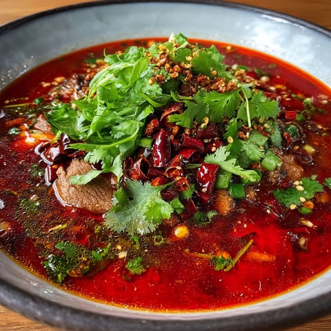 A bowl of soup with meat and vegetables.