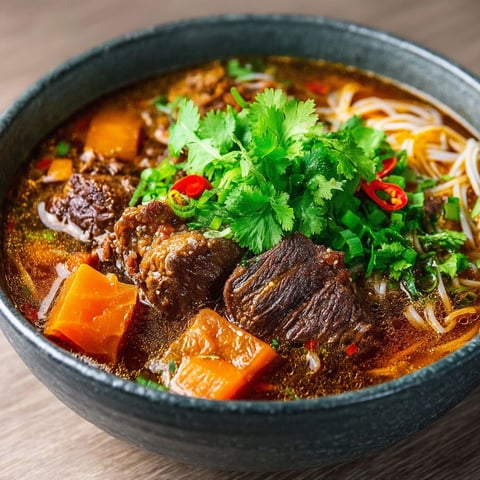 A bowl of soup with meat and vegetables.