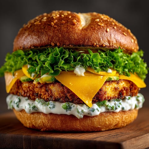 A burger with tofu crust and air-fried.