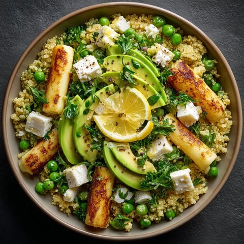 A bowl of food with a lemon wedge on top.