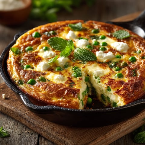 A frittata with peas and mint.