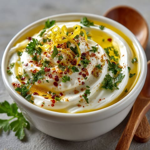 A bowl of sauce citronnée au yaourt.