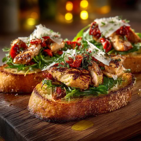 A plate of food with chicken, tomatoes, and Parmesan cheese.