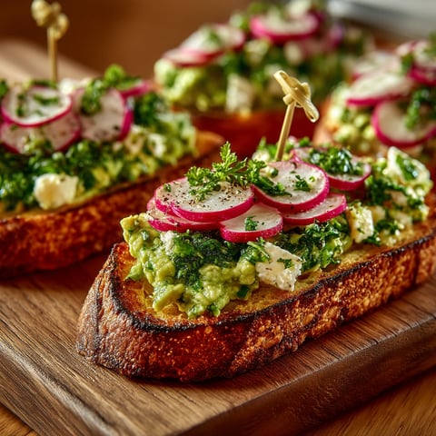 A slice of bread with guacamole and radish on top.