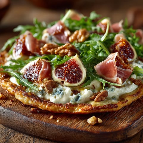 A pizza with figs and cheese on top.