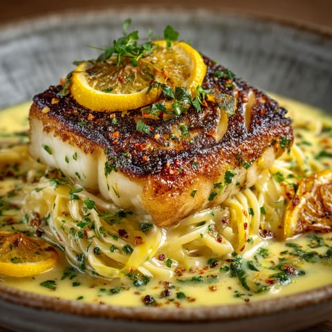 A dish of pasta with a lemon on top.