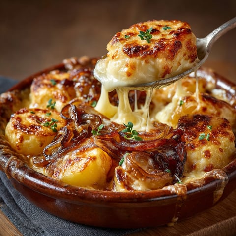 A bowl of food with a spoon in it.