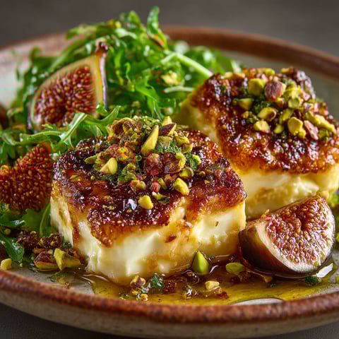 A plate of food with feta cheese and figs.