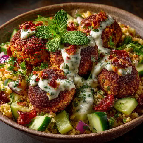 A bowl of food with a mint garnish.