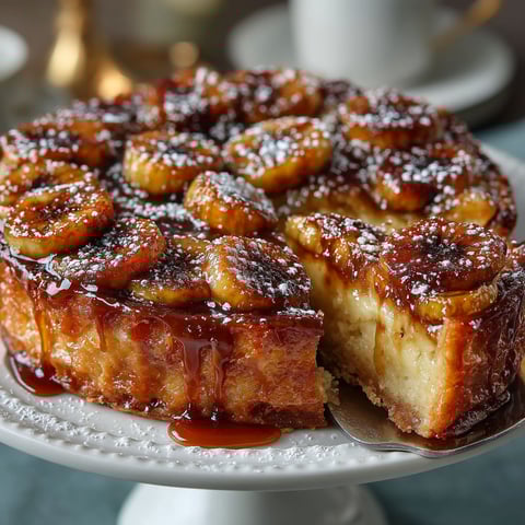 A slice of tarte tatin à la banane.