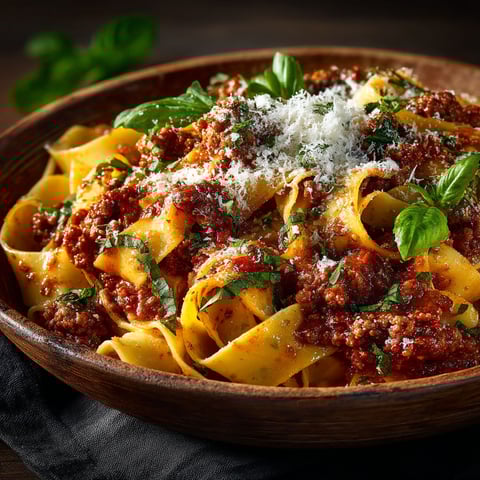 A bowl of pasta with sauce.