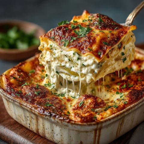 A lasagna with peppers and ricotta cheese.