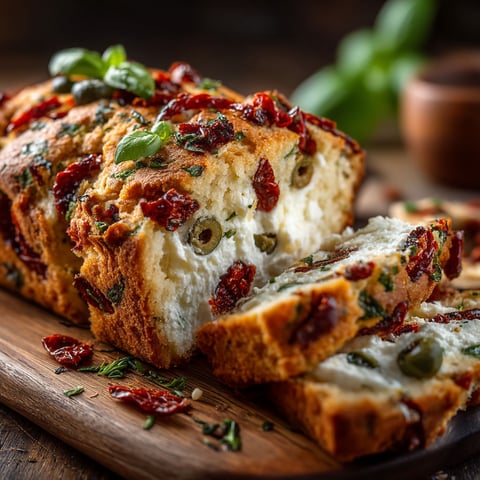Une tranche de cake tomates mozza et olives.