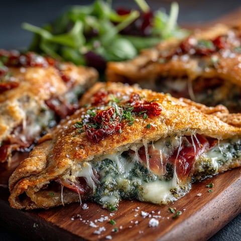 A galette parma with cheese and spinach.