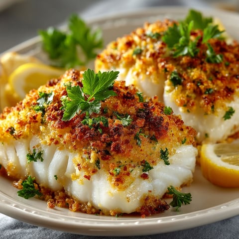 A plate of fish with lemon wedges on top.