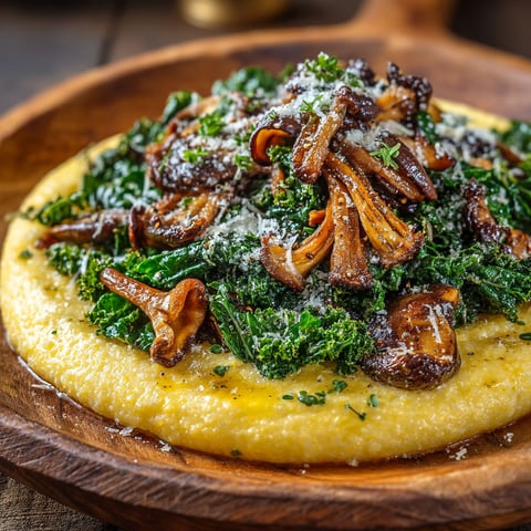 A plate of food with mushrooms and spinach on it.