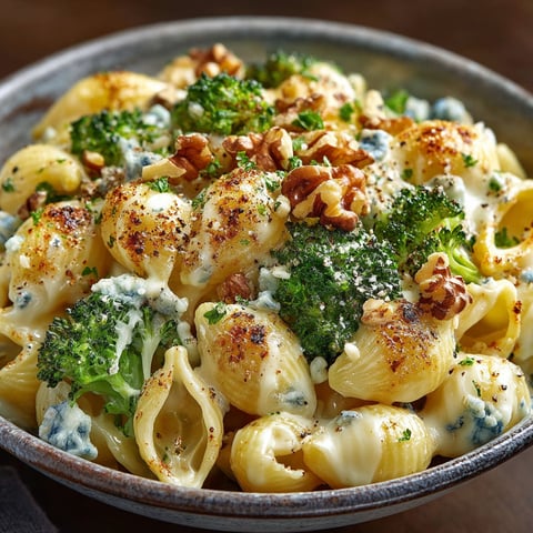 Ma recette de macaroni, gorgonzola, brocoli et noix.