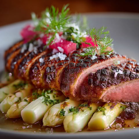 Ma recette de magret de canard aux asperges blanches.