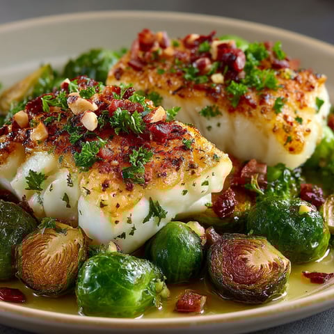 Ma recette de lieu jaune grillé & choux de Bruxelles.