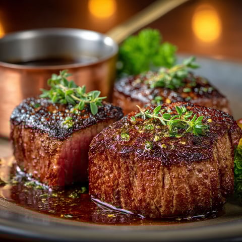 Steak grillé avec sauce Chateaubriand.