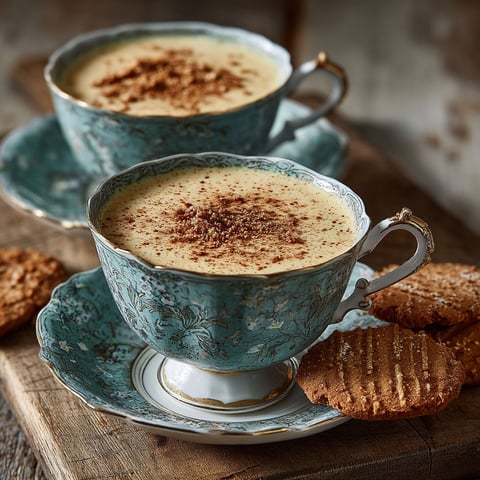 Une tasse de crème aux œufs à la chicorée.