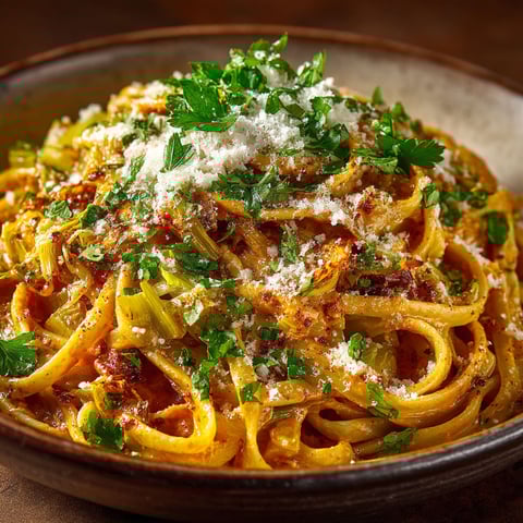 Ma recette linguine au poireau et paprika fumé.