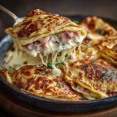 Crêpes béchamel jambon.
