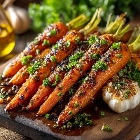 Carottes rôties au sirop d'érable.