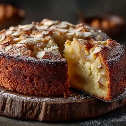 Une portion de gâteau moelleux aux poires.