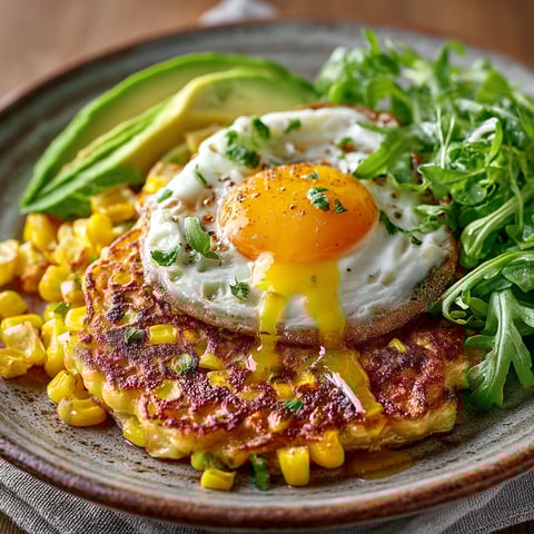 Une omelette au maïs et à l'avocat.