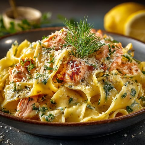 Pappardelle crémeuses au saumon & citron.