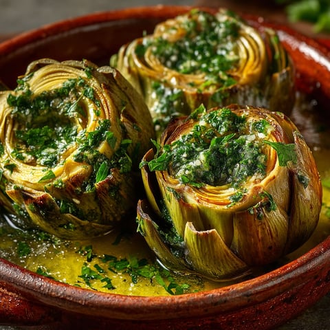 Artichauts à la romaine dans un bol.