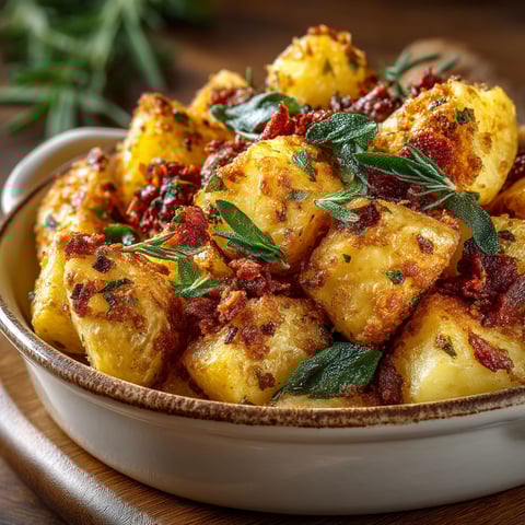 Une recette de pommes de terre lard et sauge.