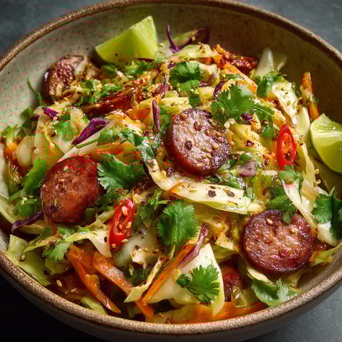 Une salade de chou et saucisses de Montbéliard.