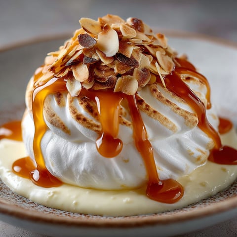 Une île flottante au caramel.